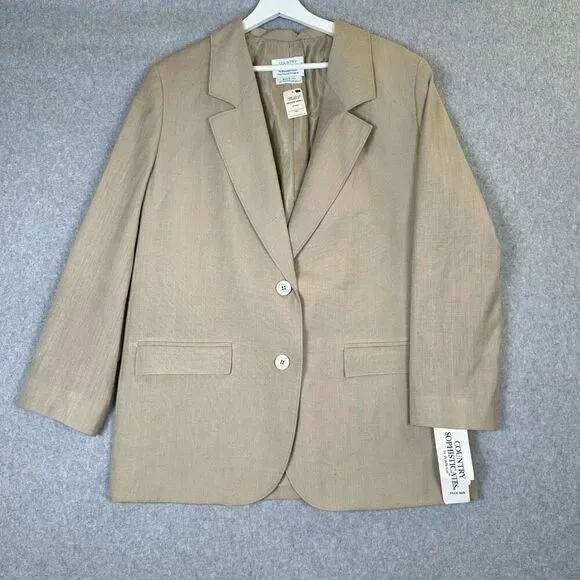 Country Sophisticates Pendleton Womens 18W Silk Blend Blazer & Skirt Set Tan NWT